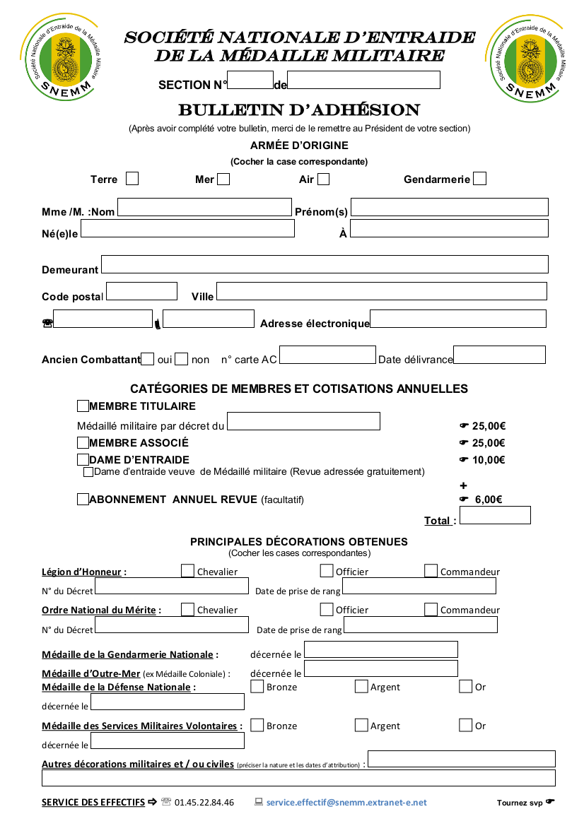 Bulletin d adhesion mm